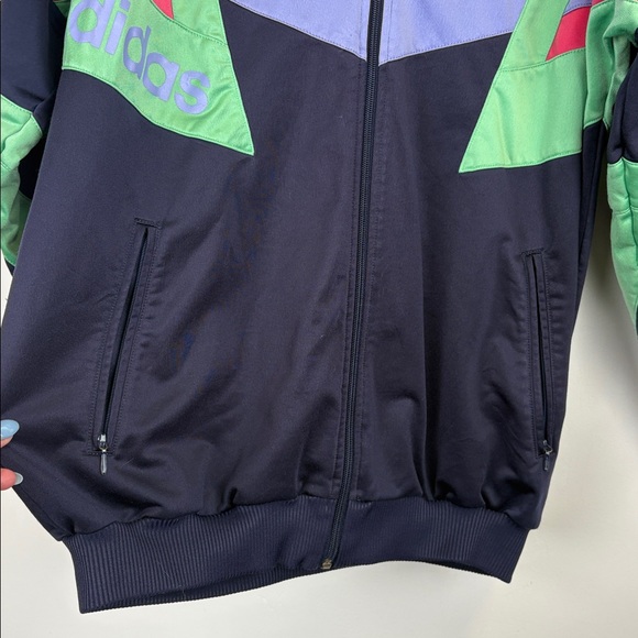 Vintage retro Adidas tracksuit jacket | M | Navy/Pink/green 90s rare Trefoil - Picture 4 of 9